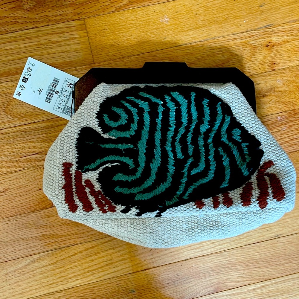 Zara embroidered clutch - this season - with tags